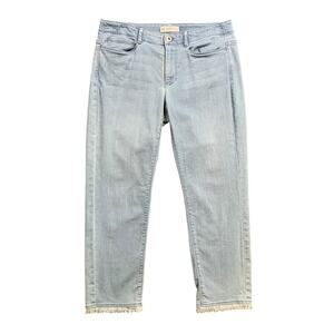 J Jill Jeans Womens 4 Denim Authentic Fit Cropped Stretch Frayed Fringe Hem